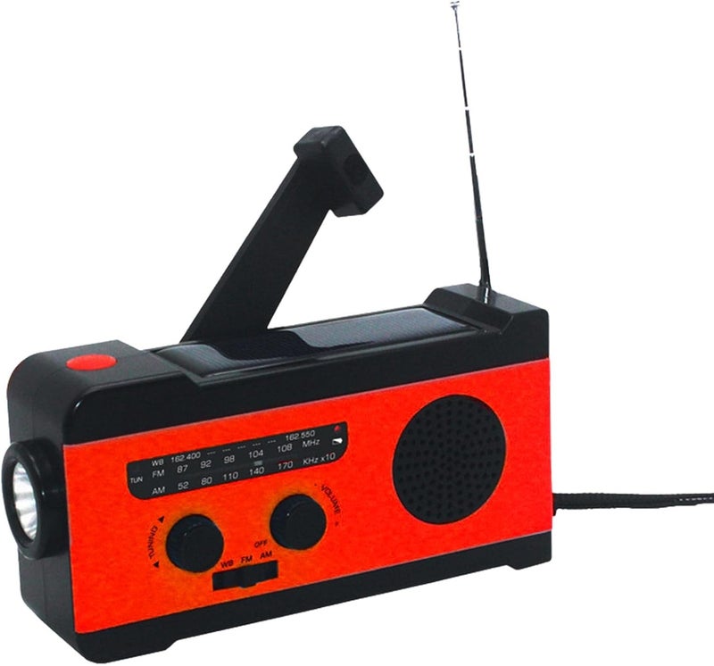 ويوبلز راديو يعمل بالطاقة الشمسية بسعة 2000 مللي أمبير، مزود ببطارية NOAA، راديو طوارئ للأحوال الجوية، مصباح يدوي، بنك طاقة محمول، منبه SOS، راديو AM/FM، ومصباح LED للطوارئ الخارجية. - Image 1